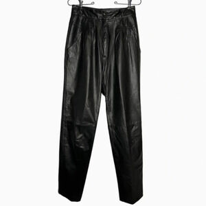 Toffs Vintage High Waisted Pleated Leather Lined‎ Pants Size 8